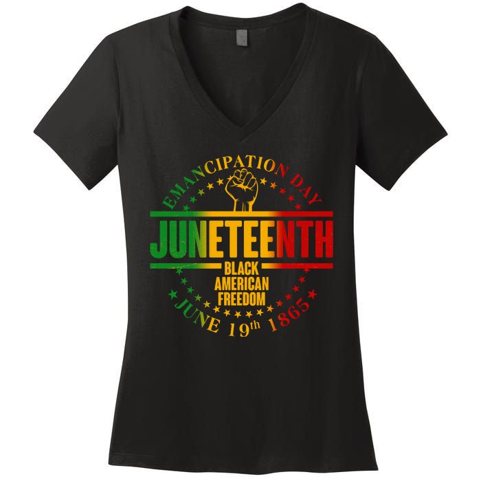 Emancipation Day Juneteenth Black American Freedom Women's V-Neck T-Shirt