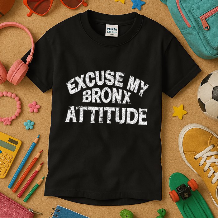 Excuse My Bronx New York Attitude Funny Ny Kids T-Shirt
