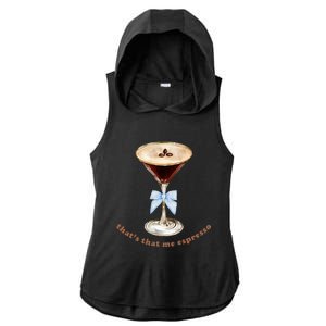 Espresso Martini Blue Bow Ladies PosiCharge Tri-Blend Wicking Draft Hoodie Tank