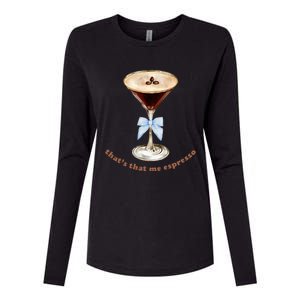 Espresso Martini Blue Bow Womens Cotton Relaxed Long Sleeve T-Shirt