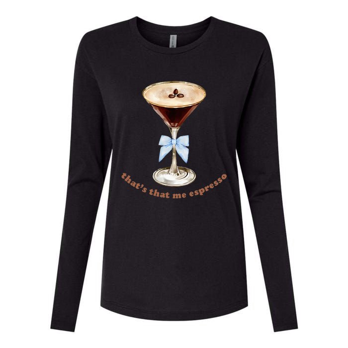 Espresso Martini Blue Bow Womens Cotton Relaxed Long Sleeve T-Shirt