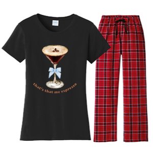 Espresso Martini Blue Bow Women's Flannel Pajama Set