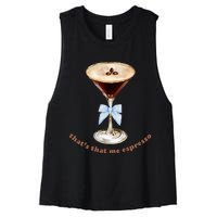 Espresso Martini Blue Bow Women's Racerback Cropped Tank