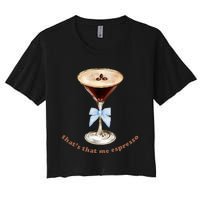 Espresso Martini Blue Bow Women's Crop Top Tee