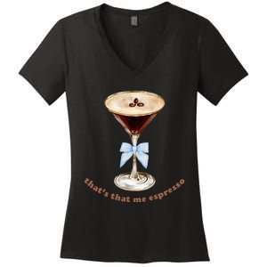 Espresso Martini Blue Bow Women's V-Neck T-Shirt