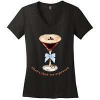 Espresso Martini Blue Bow Women's V-Neck T-Shirt