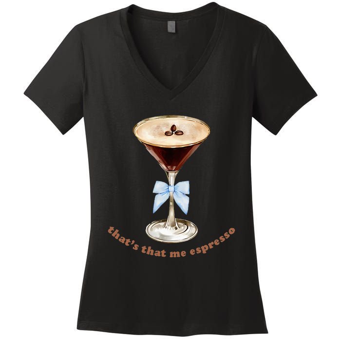 Espresso Martini Blue Bow Women's V-Neck T-Shirt