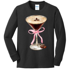 Espresso Martini Bow Graphic Kids Long Sleeve Shirt