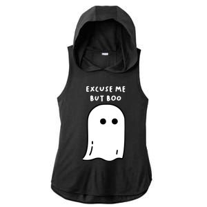 Excuse Me But Boo Cute Ghost Halloween Funny Spooky Season Ladies PosiCharge Tri-Blend Wicking Draft Hoodie Tank