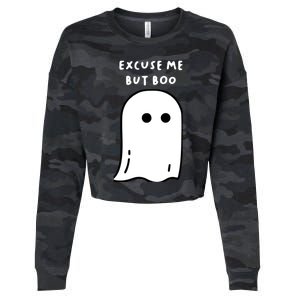 Excuse Me But Boo Cute Ghost Halloween Funny Spooky Season Cropped Pullover Crew