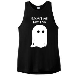 Excuse Me But Boo Cute Ghost Halloween Funny Spooky Season Ladies PosiCharge Tri-Blend Wicking Tank