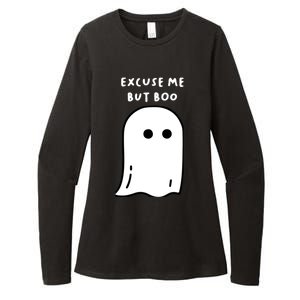 Excuse Me But Boo Cute Ghost Halloween Funny Spooky Season Womens CVC Long Sleeve Shirt