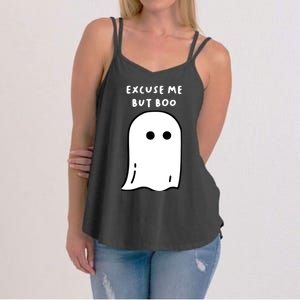 Excuse Me But Boo Cute Ghost Halloween Funny Spooky Season Women's Strappy Tank