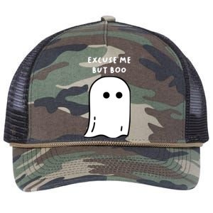 Excuse Me But Boo Cute Ghost Halloween Funny Spooky Season Retro Rope Trucker Hat Cap