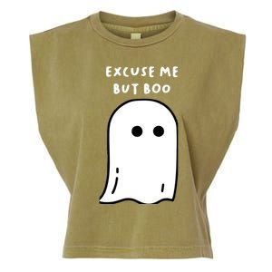 Excuse Me But Boo Cute Ghost Halloween Funny Spooky Season Garment-Dyed Women's Muscle Tee