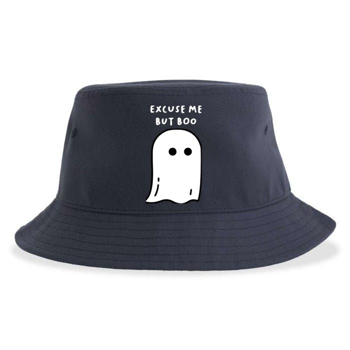 Excuse Me But Boo Cute Ghost Halloween Funny Spooky Season Sustainable Bucket Hat