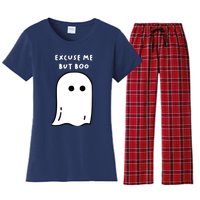 Excuse Me But Boo Cute Ghost Halloween Funny Spooky Season Women's Flannel Pajama Set