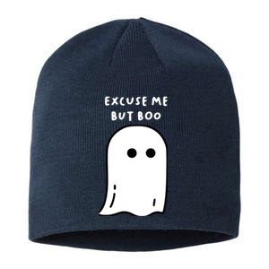 Excuse Me But Boo Cute Ghost Halloween Funny Spooky Season Sustainable Beanie