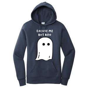 Excuse Me But Boo Cute Ghost Halloween Funny Spooky Season Women's Pullover Hoodie