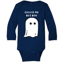 Excuse Me But Boo Cute Ghost Halloween Funny Spooky Season Baby Long Sleeve Bodysuit