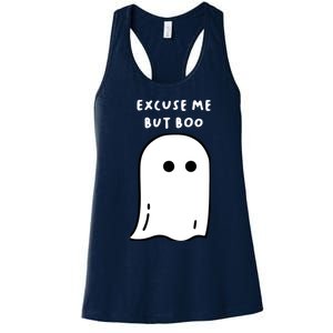 Excuse Me But Boo Cute Ghost Halloween Funny Spooky Season Women's Racerback Tank