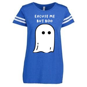 Excuse Me But Boo Cute Ghost Halloween Funny Spooky Season Enza Ladies Jersey Football T-Shirt