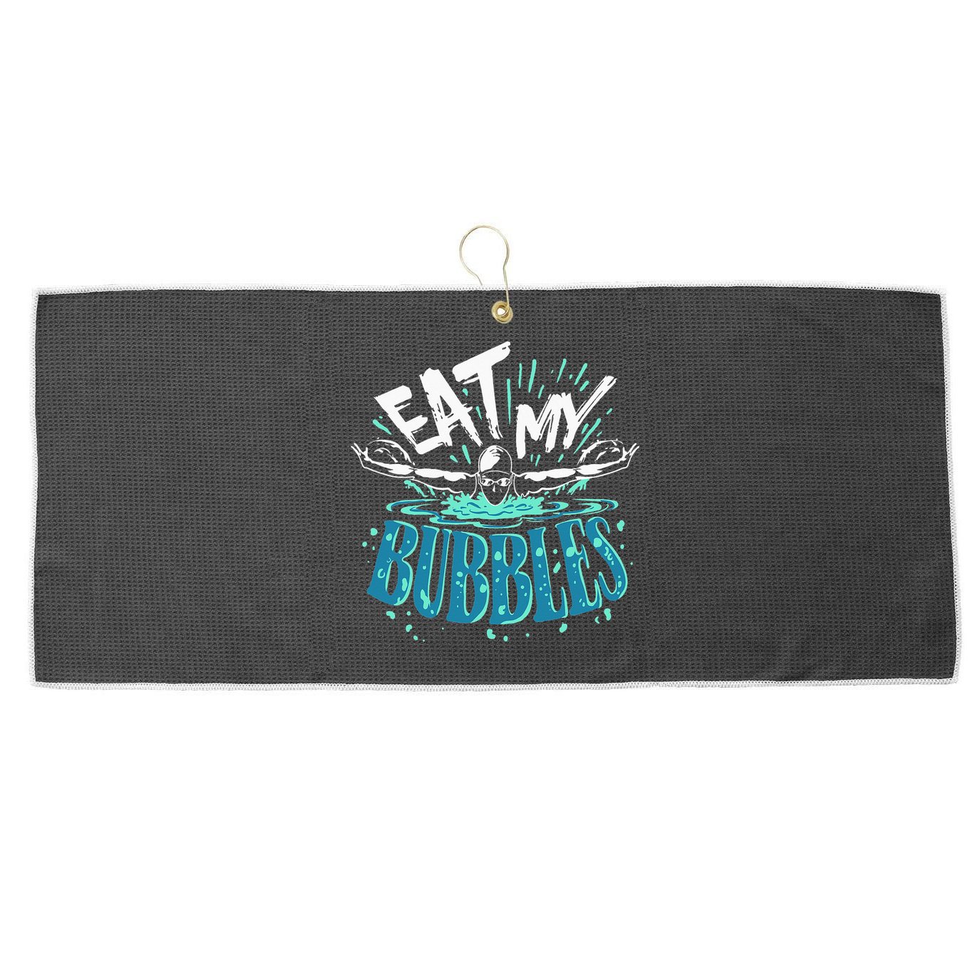 Eat My Bubbles funny swimming gift for swimmer swim team Large Microfiber Waffle Golf Towel