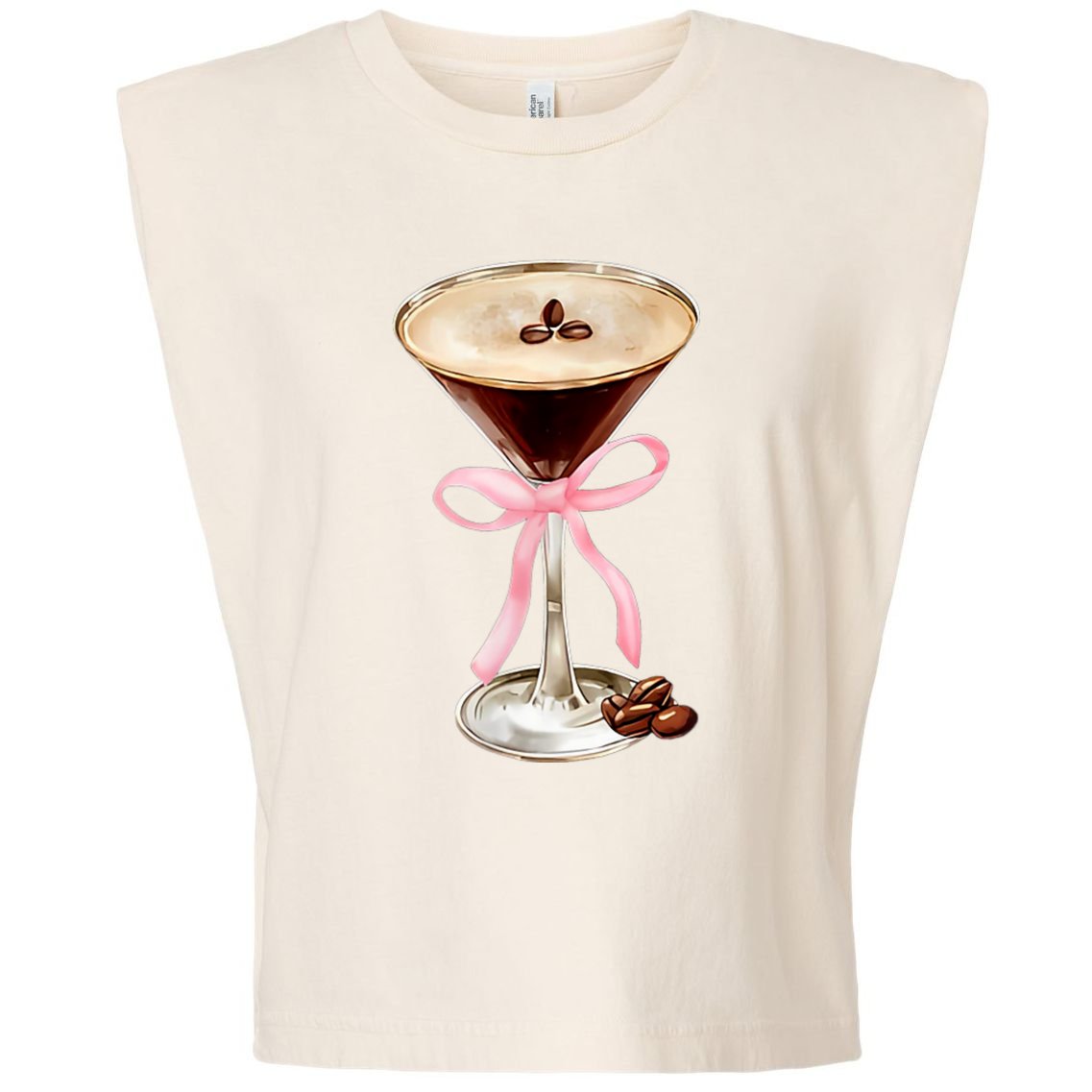 Espresso Martini Bow Graphic Garment-Dyed Women's Muscle Tee