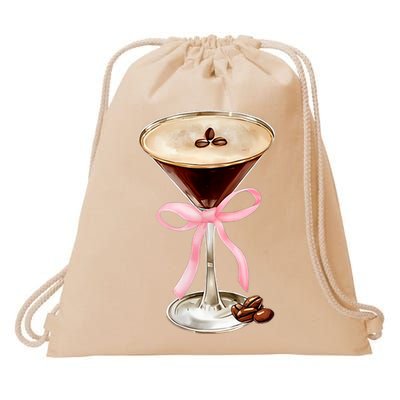 Espresso Martini Bow Graphic Drawstring Bag