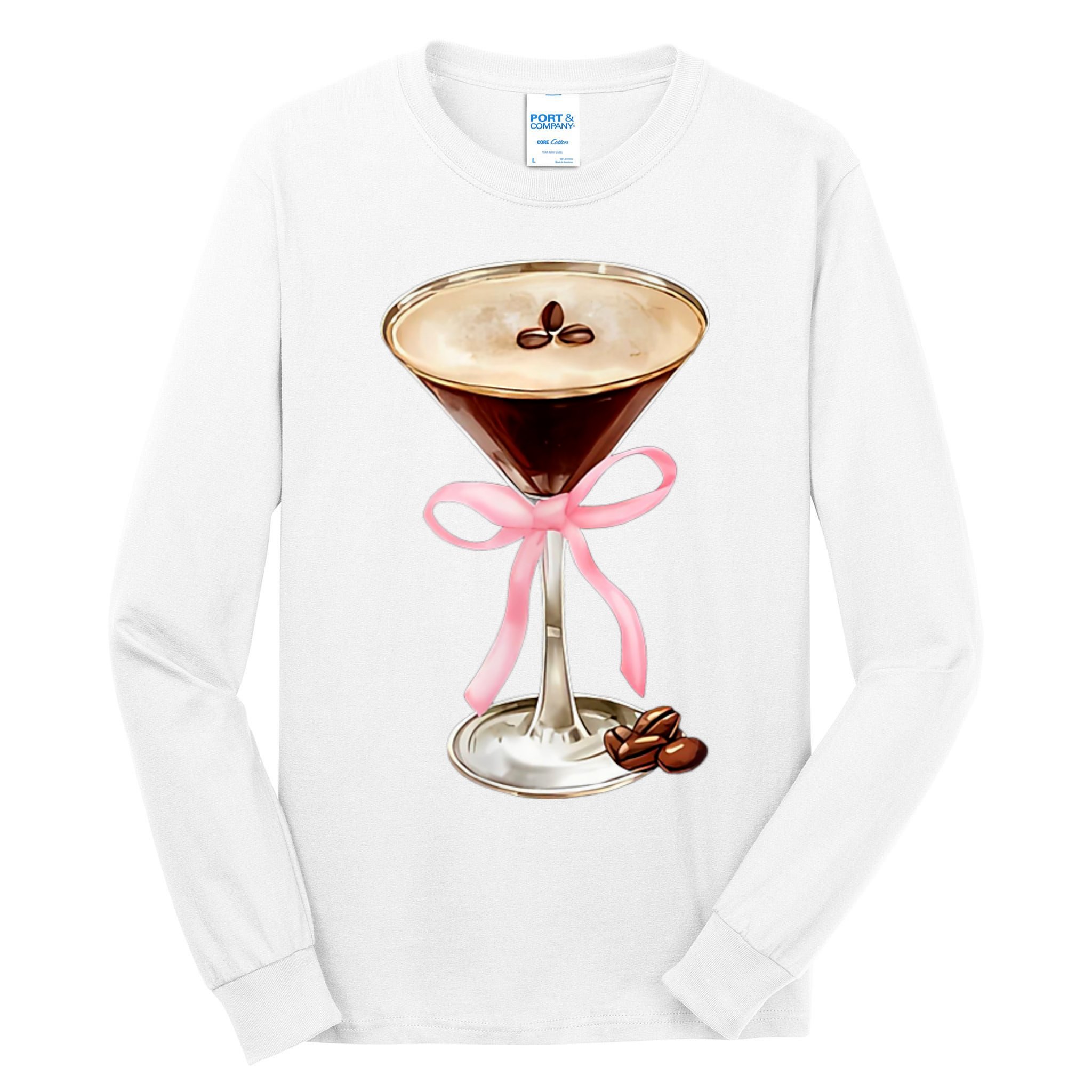 Espresso Martini Bow Graphic Tall Long Sleeve T-Shirt