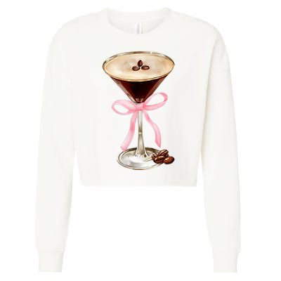 Espresso Martini Bow Graphic Cropped Pullover Crew