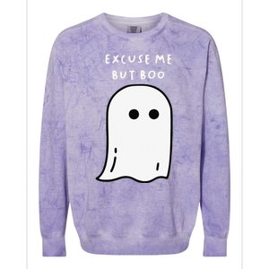 Excuse Me But Boo Cute Ghost Halloween Funny Spooky Season Funny Colorblast Crewneck Sweatshirt