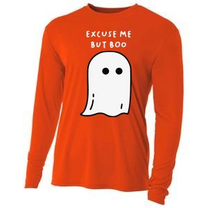 Excuse Me But Boo Cute Ghost Halloween Funny Spooky Season Funny Cooling Performance Long Sleeve Crew