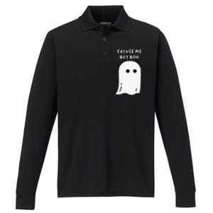 Excuse Me But Boo Cute Ghost Halloween Funny Spooky Season Funny Performance Long Sleeve Polo