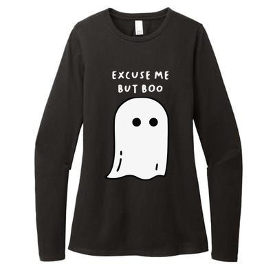 Excuse Me But Boo Cute Ghost Halloween Funny Spooky Season Funny Womens CVC Long Sleeve Shirt