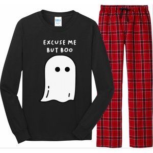 Excuse Me But Boo Cute Ghost Halloween Funny Spooky Season Funny Long Sleeve Pajama Set