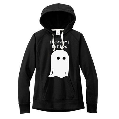 Excuse Me But Boo Cute Ghost Halloween Funny Spooky Season Funny Women's Fleece Hoodie