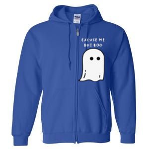 Excuse Me But Boo Cute Ghost Halloween Funny Spooky Season Funny Full Zip Hoodie