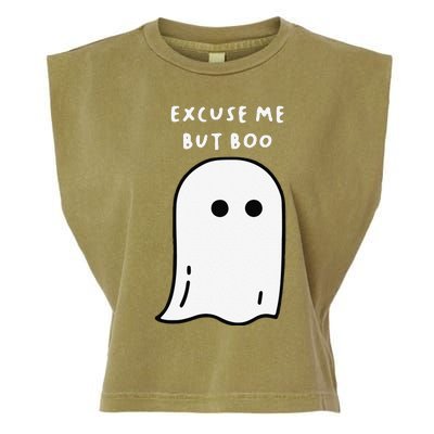 Excuse Me But Boo Cute Ghost Halloween Funny Spooky Season Funny Garment-Dyed Women's Muscle Tee