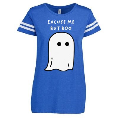 Excuse Me But Boo Cute Ghost Halloween Funny Spooky Season Funny Enza Ladies Jersey Football T-Shirt