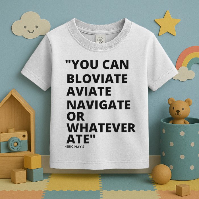 Eric Mays Bloviate Navigate Aviate Or Whatever Ate Toddler T-Shirt