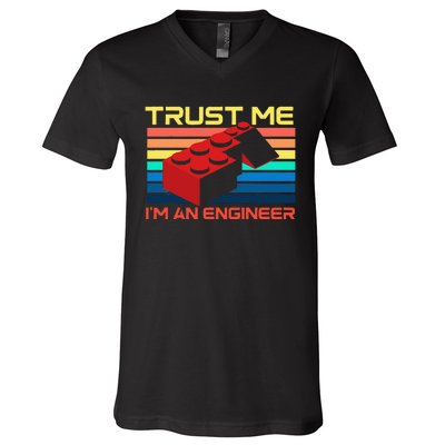 Engineer Master Builder Building Blocks Bricks Bricklayer V-Neck T-Shirt