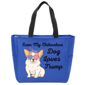 Even My Bulldog Dog Loves Trump The Felon 2024 Us Election Funny Gift Zip Tote Bag