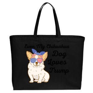 Even My Bulldog Dog Loves Trump The Felon 2024 Us Election Funny Gift Cotton Canvas Jumbo Tote