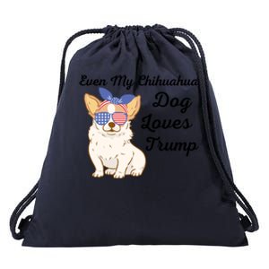 Even My Bulldog Dog Loves Trump The Felon 2024 Us Election Funny Gift Drawstring Bag