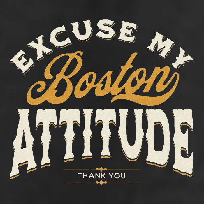 Excuse My Boston Attitude Thank You 7 Panel Mesh Trucker Snapback Hat