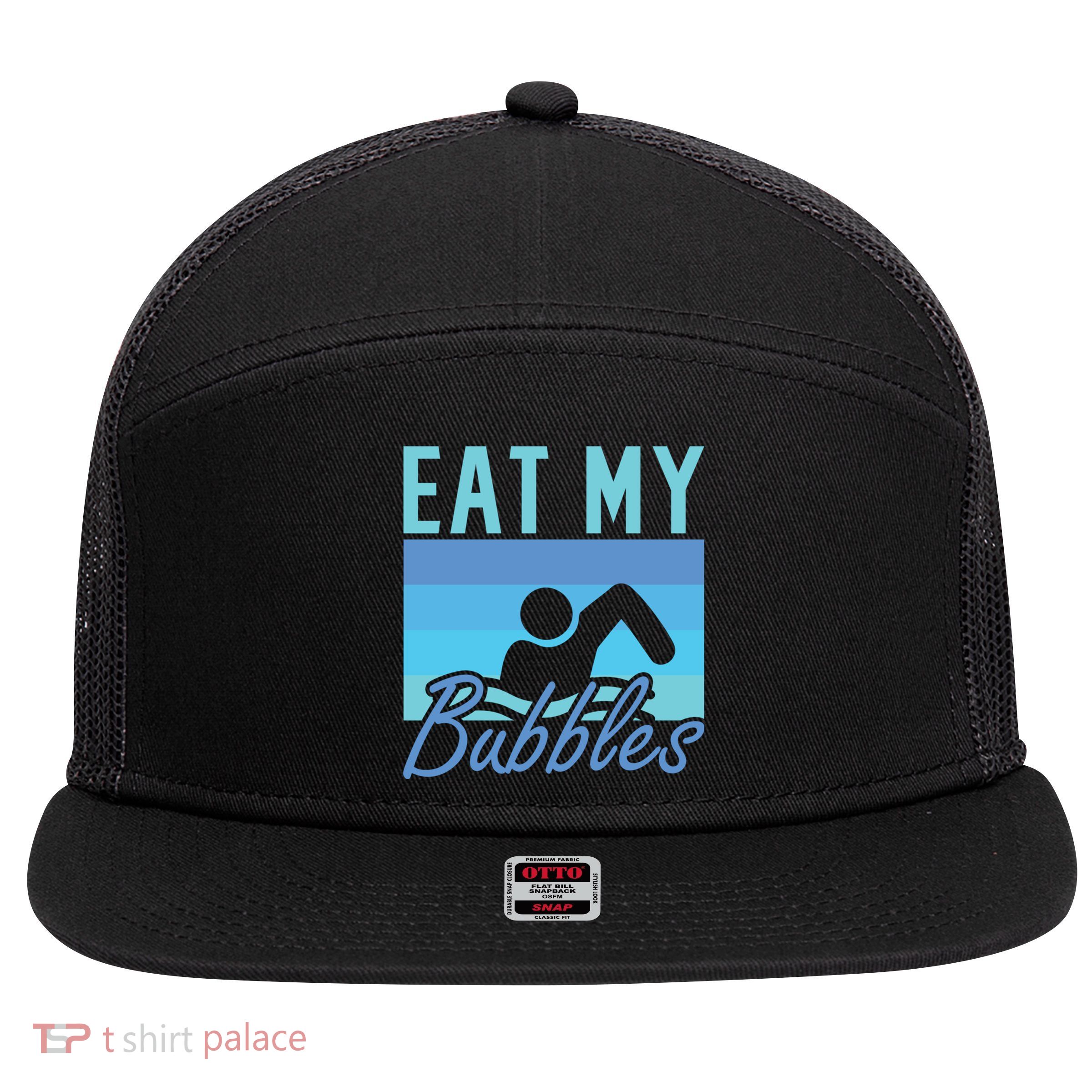 Eat My Bubbles Swim Swimmer 7 Panel Mesh Trucker Snapback Hat