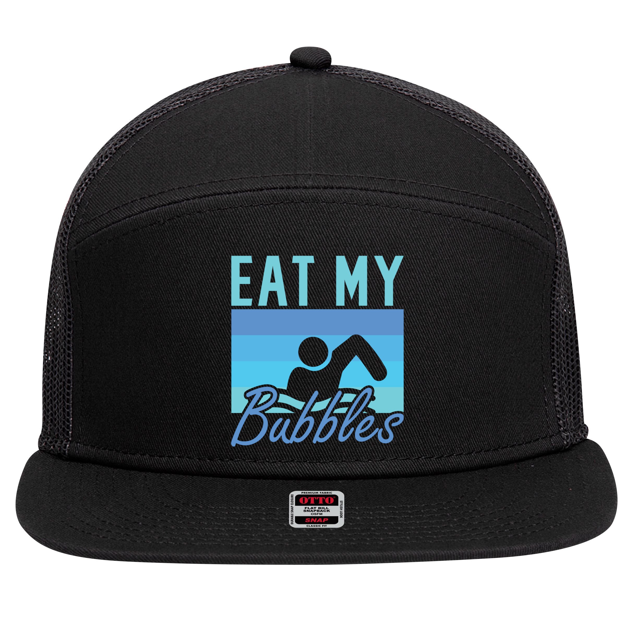 Eat My Bubbles Swim Swimmer 7 Panel Mesh Trucker Snapback Hat