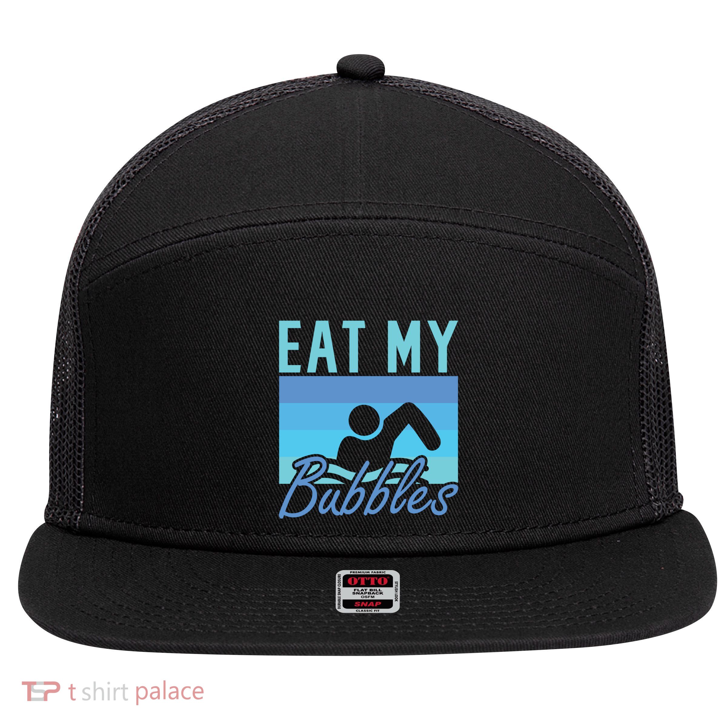 Eat My Bubbles Swim Swimmer 7 Panel Mesh Trucker Snapback Hat
