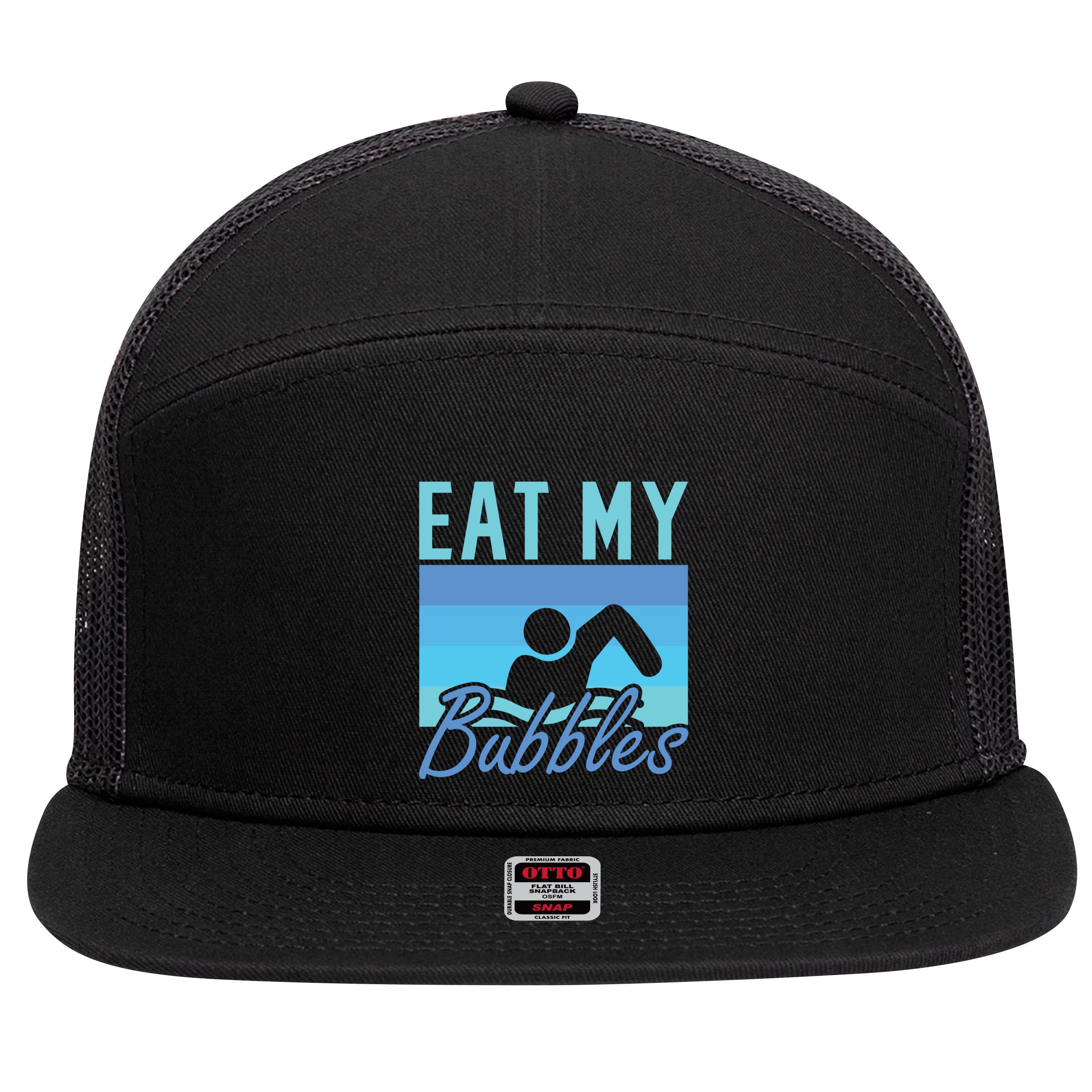 Eat My Bubbles Swim Swimmer 7 Panel Mesh Trucker Snapback Hat